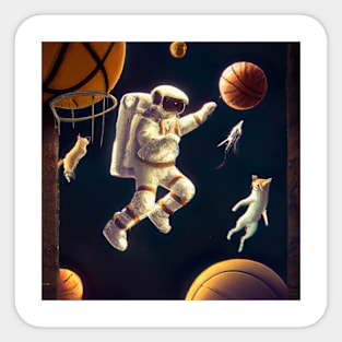 Astronaut, Cats, Basketball, Space Sticker